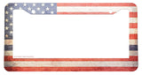 Support Police Blue Line Rugged Vintage USA Flag V01 License Plate Frame