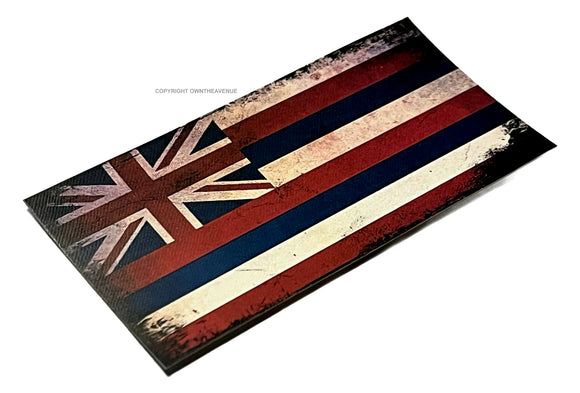 Hawaii Flag Rustic Vintage Style Grunge Distressed Tattered Sticker Decal 3.25