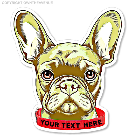 Custom Text Dog Name Collar French Bulldog Car Truck Window Sticker Decal 4
