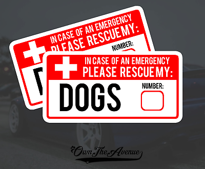 x2 Dog Pet Emergency Rescue Sticker Decal - Fire safety First Responder 5