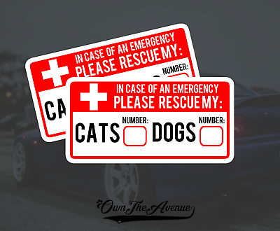 x2 Cat & Dog Pet Emergency Rescue Sticker Decal - Fire safety First Responder 5