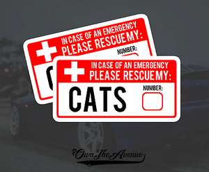 x2 Cat Pet Emergency Rescue Sticker Decal - Fire safety First Responder 5" - OwnTheAvenue