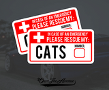 x2 Cat Pet Emergency Rescue Sticker Decal - Fire safety First Responder 5" - OwnTheAvenue