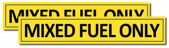 x2 Mixed Fuel Only Vinyl Decal Sticker Label Oil Gas Door Garage Gas Car Labels