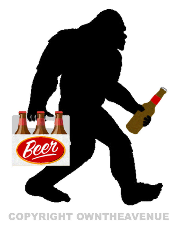 Bigfoot Sasquatch Beer Funny Camping Hiking Forest Hunting Vinyl Sticker Decal - 4.5