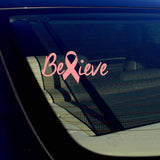 Breast Cancer Awareness Believe Pink Ribbon Car Vinyl Decal Sticker 4.5" Inches