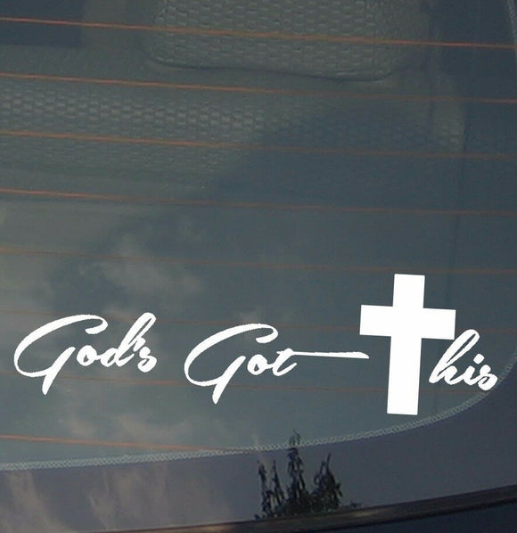 x2 / Two Christian Vinyl Car Sticker Decal Cross Prayer Jesus Religious 7.5