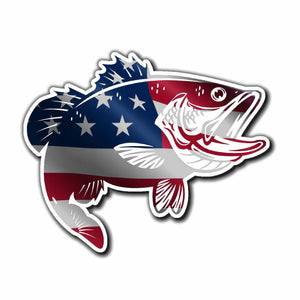 USA Bass Fish Sticker America Flag Fishing Decal 6" - OwnTheAvenue