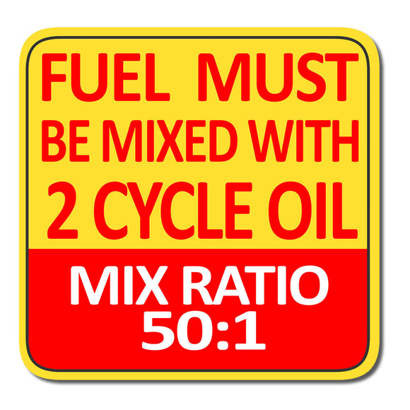 V01 50:1 2-Cycle Oil Fuel Mix Ratio Sticker Decal Chain Saw Weed Trimmer Gas 2.2