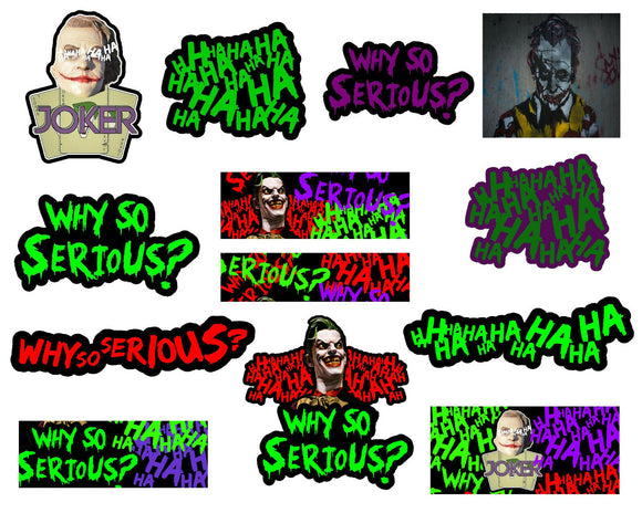 5 Random Joker Haha Why So Serious Evil Funny Vinyl Decal Sticker Pack Lot