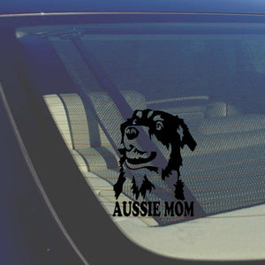 Aussie Mom Australian Shepherd Black Decal Sticker Love My Rescue Dog 5" - OwnTheAvenue