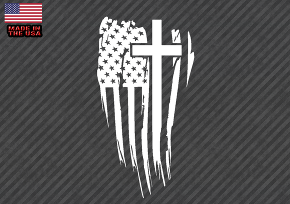 x2 American Flag Cross Sticker Decal Christian Jesus 5