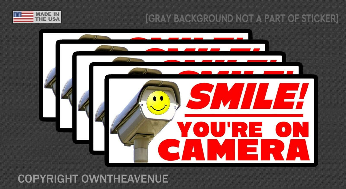 5 Pack Smile you're on camera video security system warning alarm viny