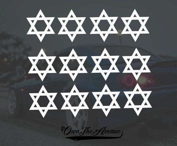 x12 Star of David Sticker Decal - Jewish Star Choose Color 2.25