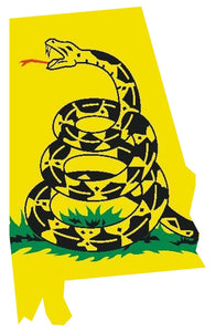 Alabama AL State Outline Gadsden Flag Vinyl Sticker - 4" Inches Long