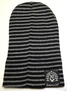 Old School Vintage Style Striped Semi Slouch Beanie - Choose Color
