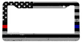 Support Police Fire Fighters Grunge USA American Flag License Plate Frame Model2 - OwnTheAvenue