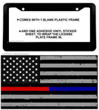 Support Police Fire Fighters Grunge USA American Flag License Plate Frame Model2 - OwnTheAvenue