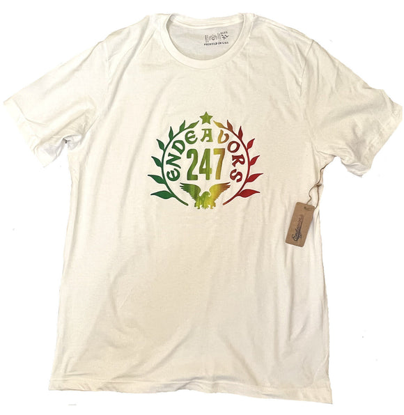 Endeavors247 Original Logo Rasta Tie Dye Acid Wash Print Vintage White Adult T Shirt Sizes S - 3XL