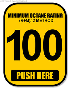 100 Octane Gas Pump Button Label Vinyl Sticker Gasoline Petrol Decal 2x2.5 Inch - OwnTheAvenue