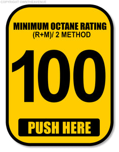 100 Octane Gas Pump Button Label Vinyl Sticker Gasoline Petrol Decal 2x2.5 Inch