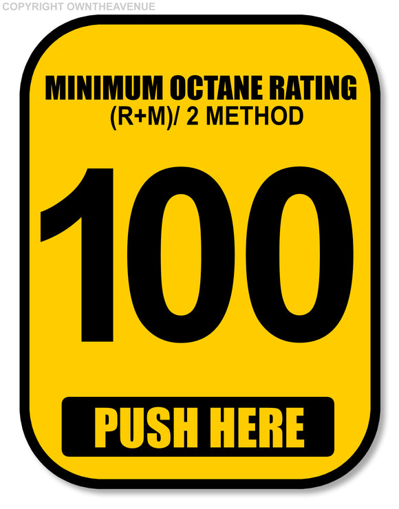 100 Octane Gas Pump Button Label Vinyl Sticker Gasoline Petrol Decal 2x2.5 Inch - OwnTheAvenue