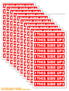 x100 This Side Up Packaging Safety Vinyl Sticker Labels Decals 3" Inches Each - OwnTheAvenue