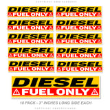 10Pcs Diesel Fuel Only Gasoline Gas Truck Tank Can Diesel Vinyl Labels Stickers Decals