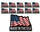 10Pcs Lot Pack - Made In the USA American Wavey Flag Stickers Metallic Model - 2" Inches Each - OwnTheAvenue