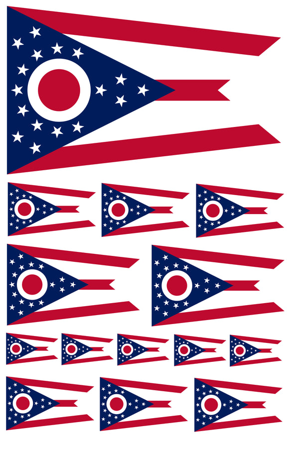 14Pcs Ohio Flags Assorted Assortment Vinyl Sticker Decals - OwnTheAvenue