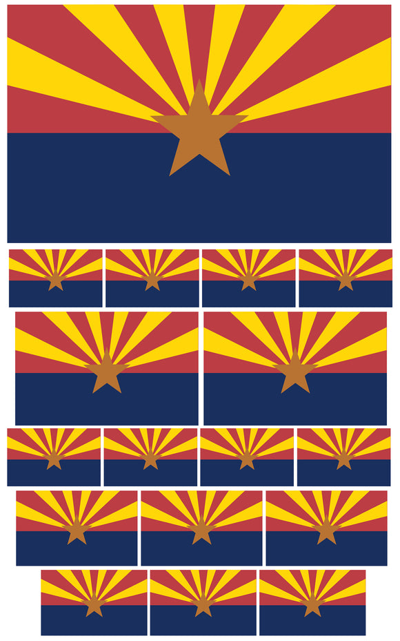 17Pcs Pack Lot Arizona Flag Assorted Assortment Vinyl Sticker Decals - OwnTheAvenue