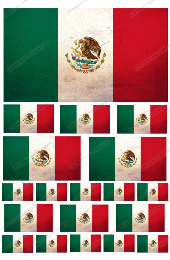19Pcs Pack Lot Mexico Mexican Vintage Style Flags Assorted Sticker Decals - OwnTheAvenue