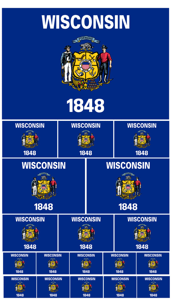 19Pcs Wisconsin Flags Assorted Assortment Vinyl Sticker Decals - OwnTheAvenue