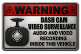 2 Pack - Notice Dash Cam Security Warning Alarm Vehicle Vinyl Sticker Decals Metallic Model - 4.5" Inches Long Side Each - OwnTheAvenue