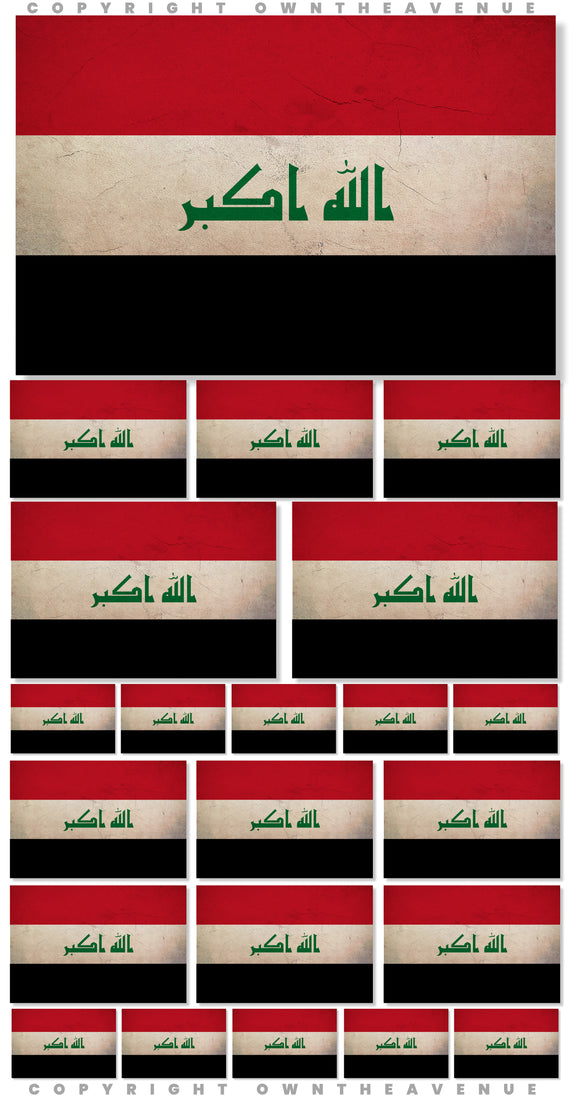22Pcs Pack Lot Iraq Iraqi Vintage Style Flags Assorted Vinyl Sticker Decals - OwnTheAvenue