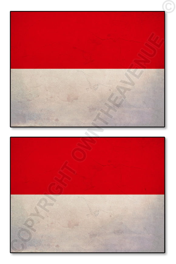 2Pcs Indonesia Indonesian Vintage Style Flags Vinyl Sticker Decals 3