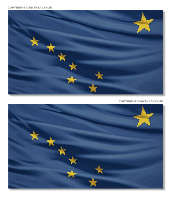 x2 Alaska AK Wavey Original Style Flag Car Truck SUV Auto Vinyl Stickers 3.5