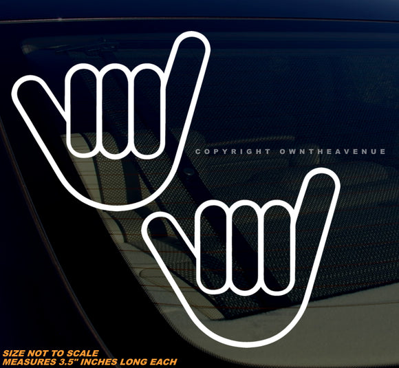 2Pcs Shaka Hang Loose Surfing Hawaii Hawaiian Vinyl Sticker Decals 3.5