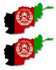 x2 Afghanistan Country Flag Outline Car Truck Window Bumper Laptop Sticker Decal 4"