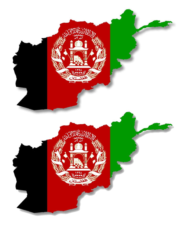 x2 Afghanistan Country Flag Outline Car Truck Window Bumper Laptop Sticker Decal 4