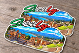 x2 Sicily Souvenir Style Car Truck Laptop Bumper Vinyl Sticker Decals 4"