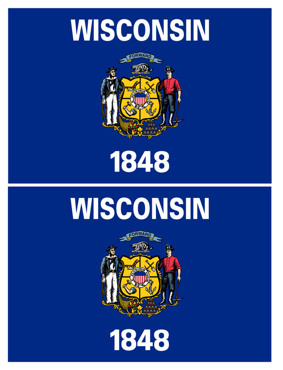 2Pcs Wisconsin Flags Vinyl Sticker Decals 3.5