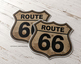 x2 Route 66 Highway Sign Souvenir Rustic Style Sticker Decals 4"