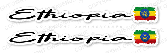 2Pcs Ethiopia Ethiopian Vintage Style Flags Racing Drifting Vinyl Sticker Decals 5