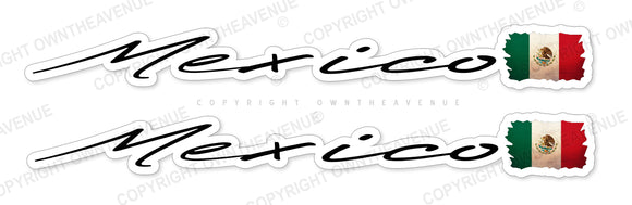 2Pcs Mexican Mexico Vintage Style Flags Racing Drifting Vinyl Sticker Decals 5