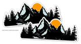 2Pcs Sunset Mountains Range Scene Hiking Camping Off Road 4x4 Vinyl Decal Stickers - OwnTheAvenue