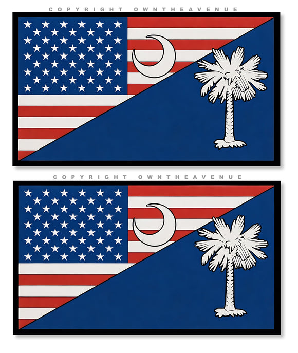 2Pcs South Carolina USA American Flag Vinyl Sticker Decals 3.5