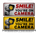 2Pcs Smile You're On Camera Sticker Video Security System Warning Alarm Decals - 4.5" Inches Long Side Each - OwnTheAvenue