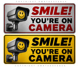 2Pcs Smile You're On Camera Sticker Video Security System Warning Alarm Decals - 4.5" Inches Long Side Each - OwnTheAvenue