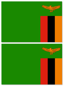 x2 Zambia Zambian Flag Car Truck Window Bumper Laptop Vinyl Sticker Decals 4"